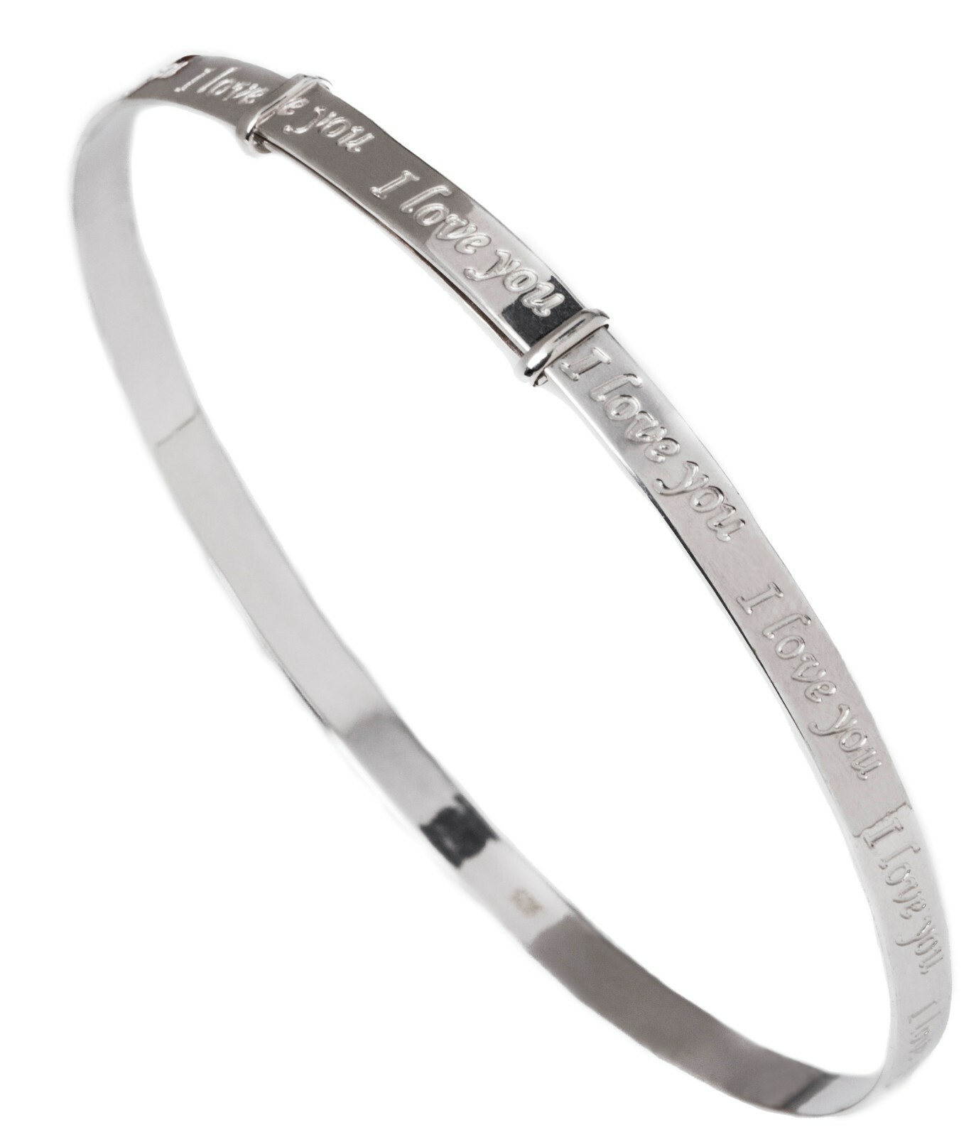 I LOVE YOU Anniversary Bangle Bracelets Silver adjustable adult large Gift Box