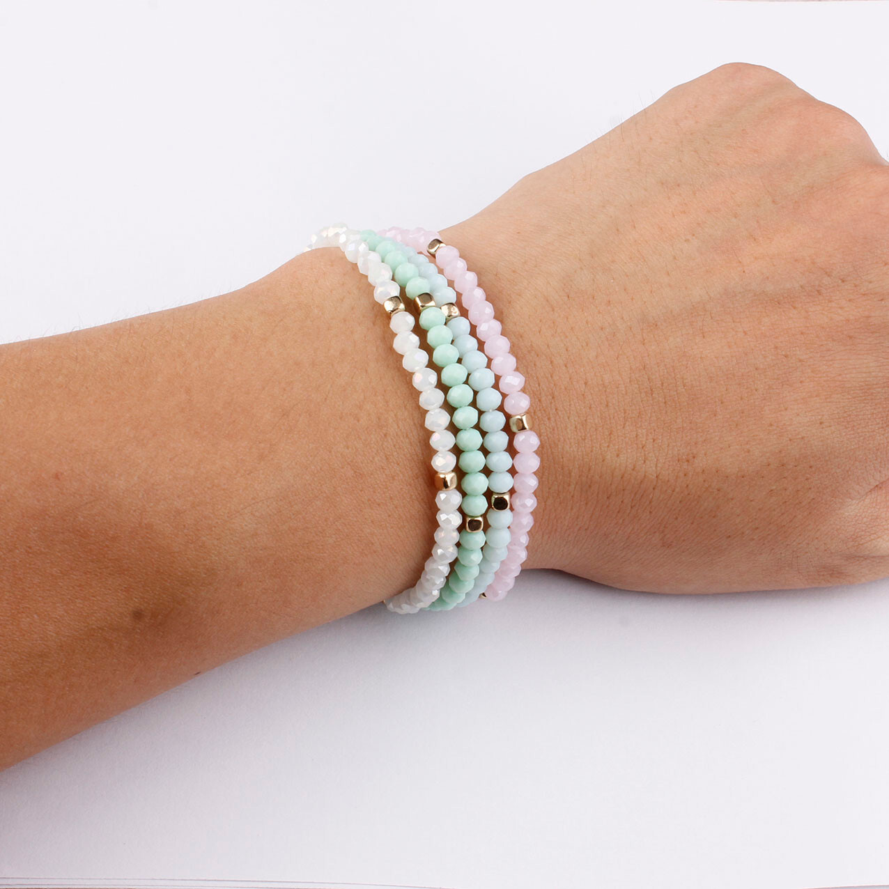 4pc New Arrival 4mm Faceted Glass Beads Bracelets Set for Girls Jewelry Gifts