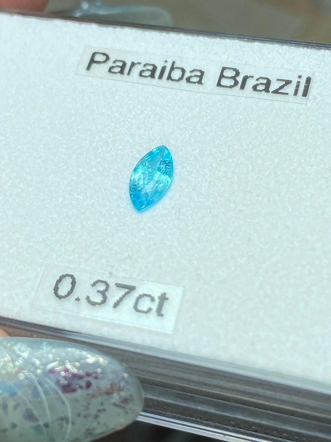 [jerseychou] Brazil ！Natural Paraiba Tourmaline, 0.37ct, GIA