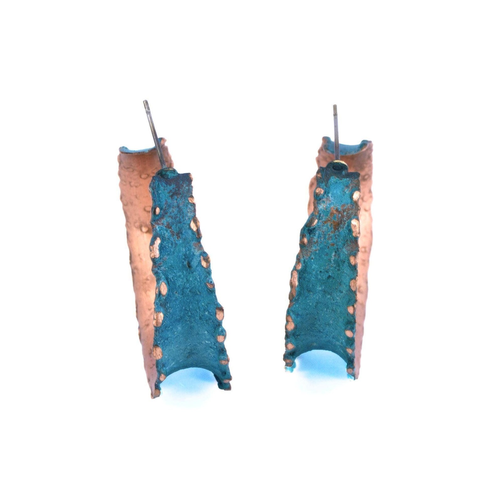 UrbanRose Copper Hoop Earrings 5/8 Inch Verdigris Patina Handmade