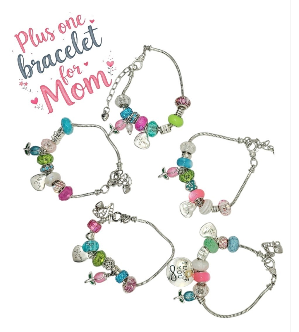 Mother’s Day Gift Set for Mom – Bracelet, Earrings, Keychain & Magnet – Handmade