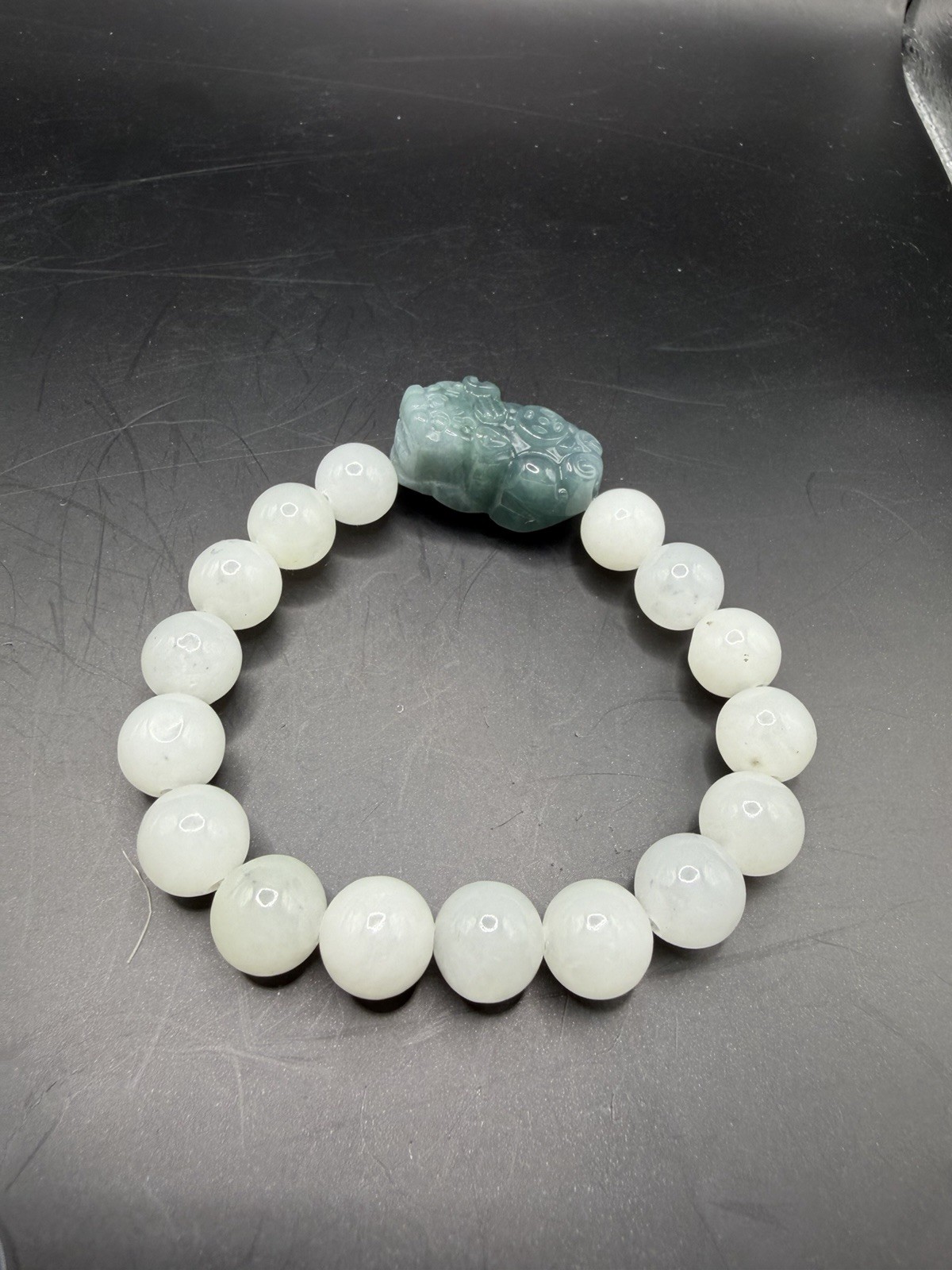 Hetian Jade Beaded Bracelet With Burma Pixiu