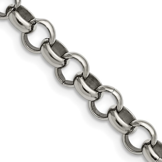 JTV Chisel Polished Stainless Steel 8mm Rolo Chain Necklace ~ 24″