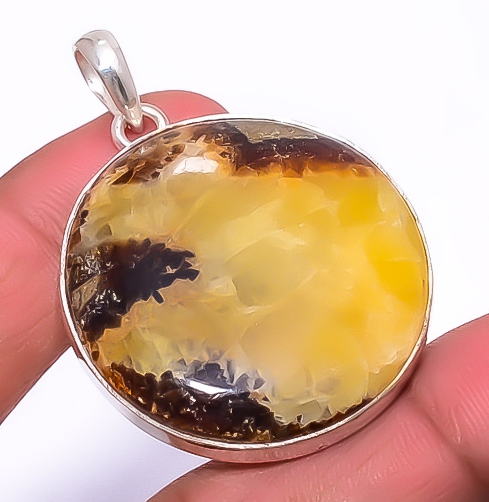 Septerian Stone Gemstone Gemstone Silver Handmade Pendant 1.76″ A39