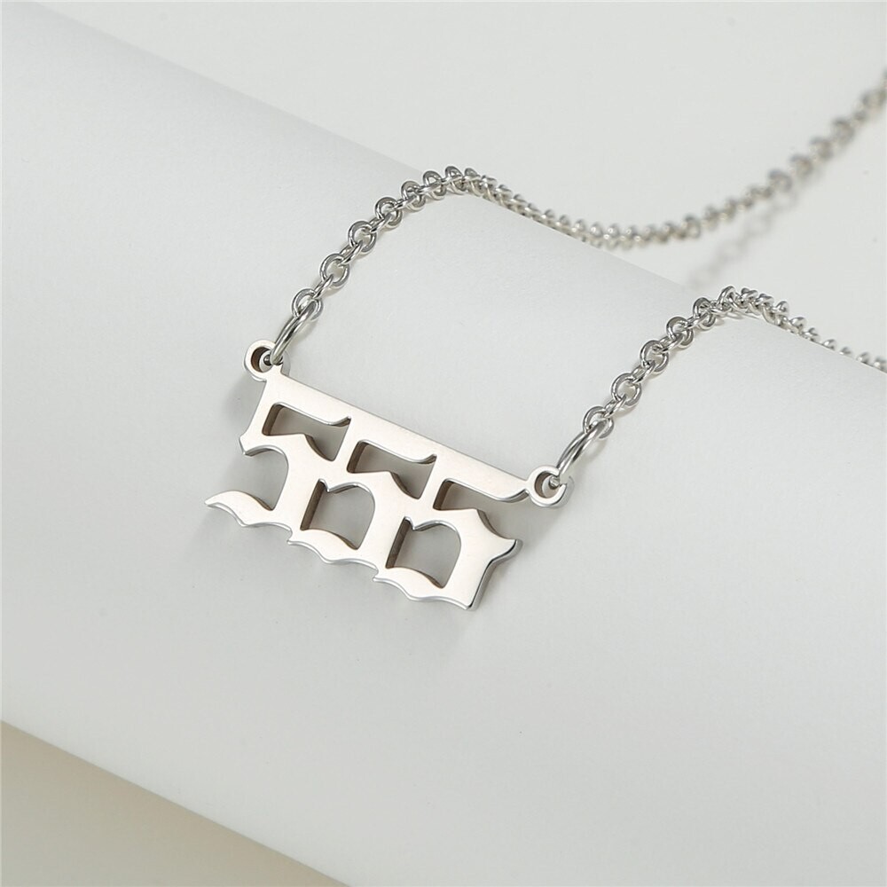 Silver 555 Angel Number Necklace, Jewelry Charms Minimalist Stainless Steel