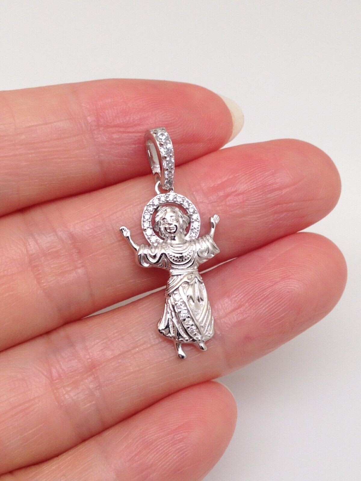 925 Sterling Silver CZ Baby Jesus Pendant 21mm(0.83″)/30mm(1.18″) Unisex