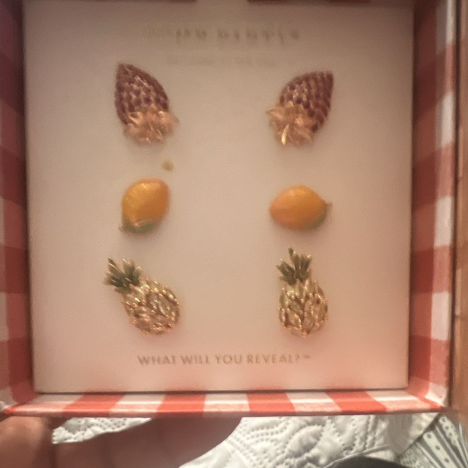 Bomb Party Market Fresh Strawberry Trio Stud Earrings Rose Gold Plating