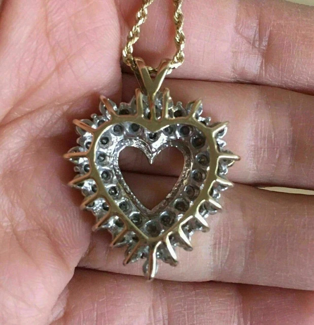 2.00 Ct Round Cut Diamond Heart Pendant With 18″ Chain 14K Yellow Gold Plated