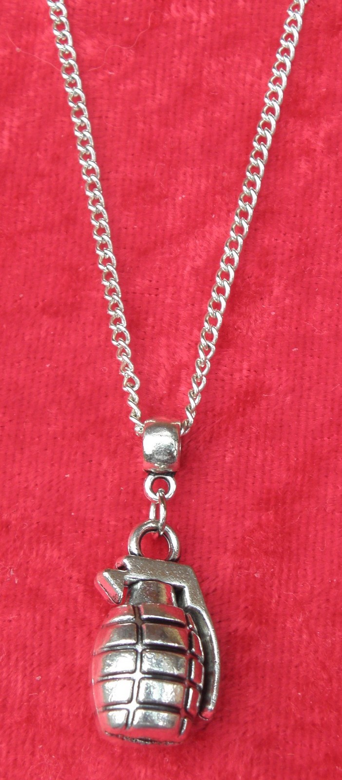 Hand Grenade Pendant Necklace 18″ or 24″ Inch Chain Bomb Charm