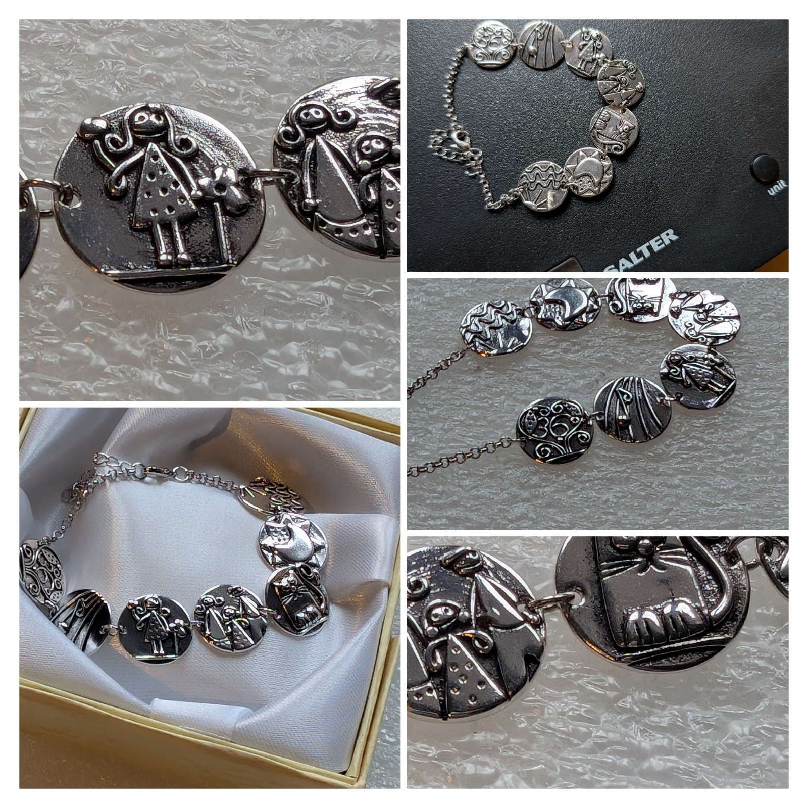 Silver Tone Family & Pet Engraved Discs Bracelet 15g 18.5cm Long +Ext 4.5cm New