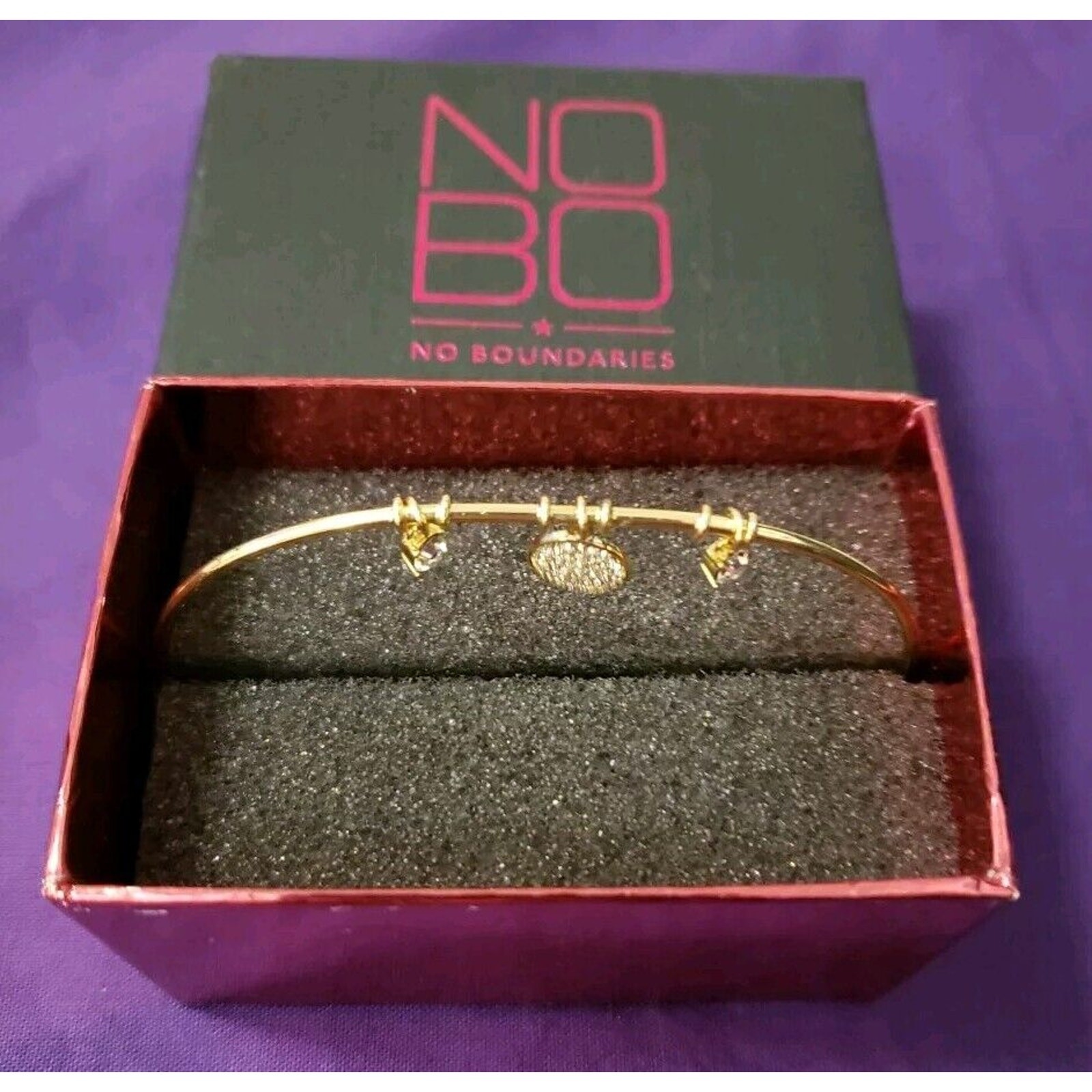 No Boundaries Sterling Silver 14KT Flash Gold Plated CZ Crystal Cuff Bracelet