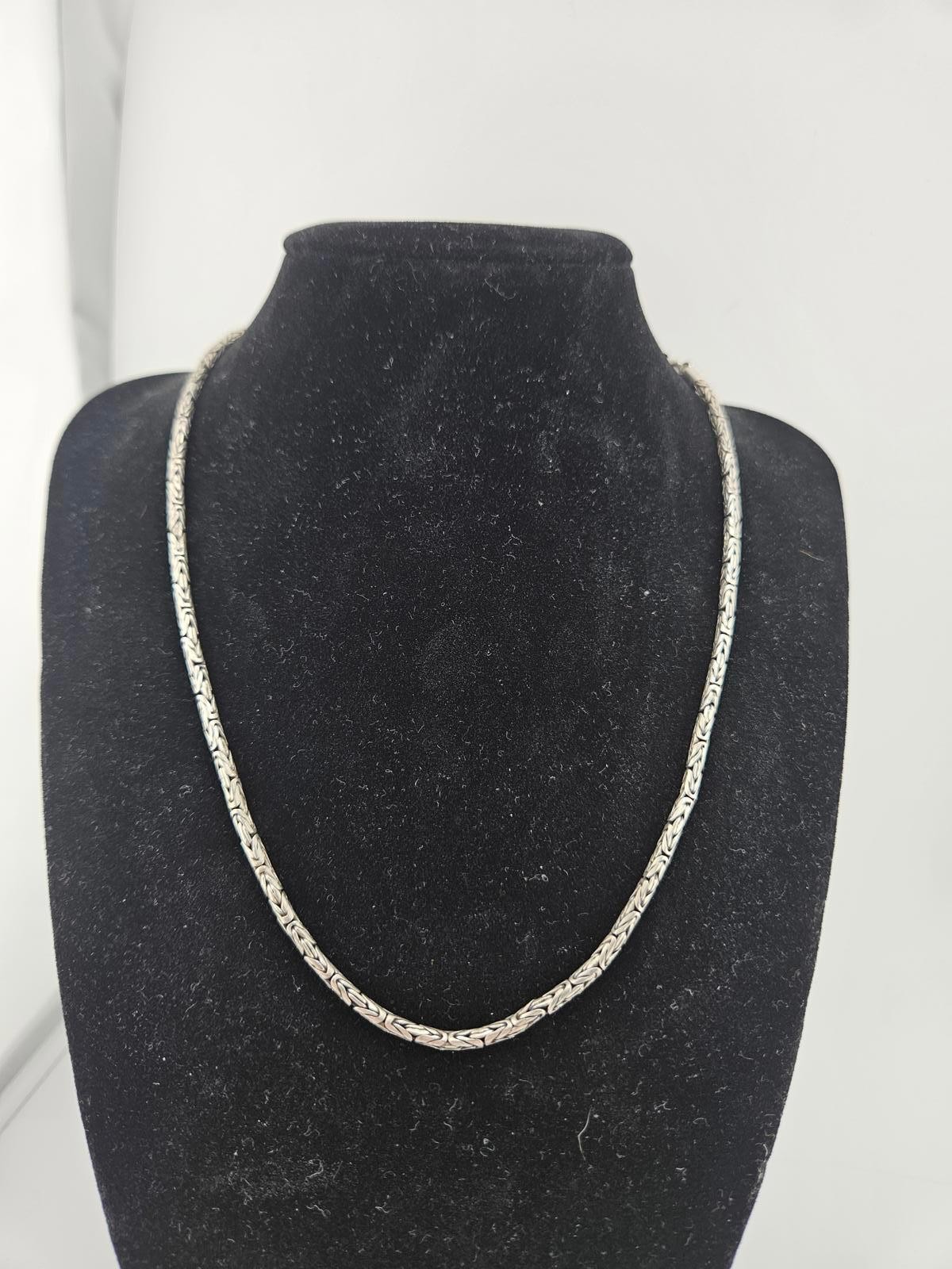 17.5in Sterling Silver Byzantine Bali Necklace Chain
