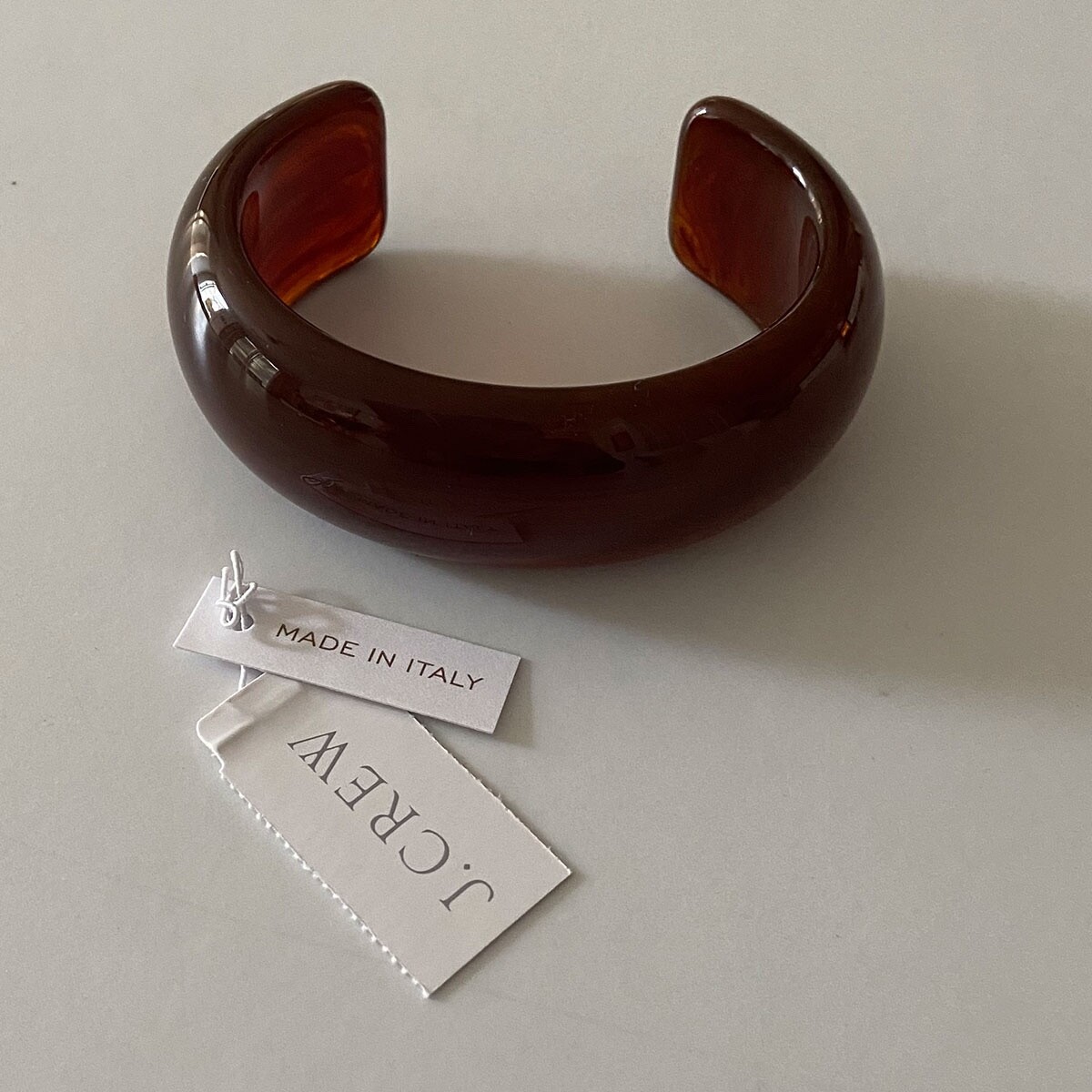 J Crew NWT $48 Made in Italy Sz M/L Rounded Art Deco Cuff in Burnished Pecan