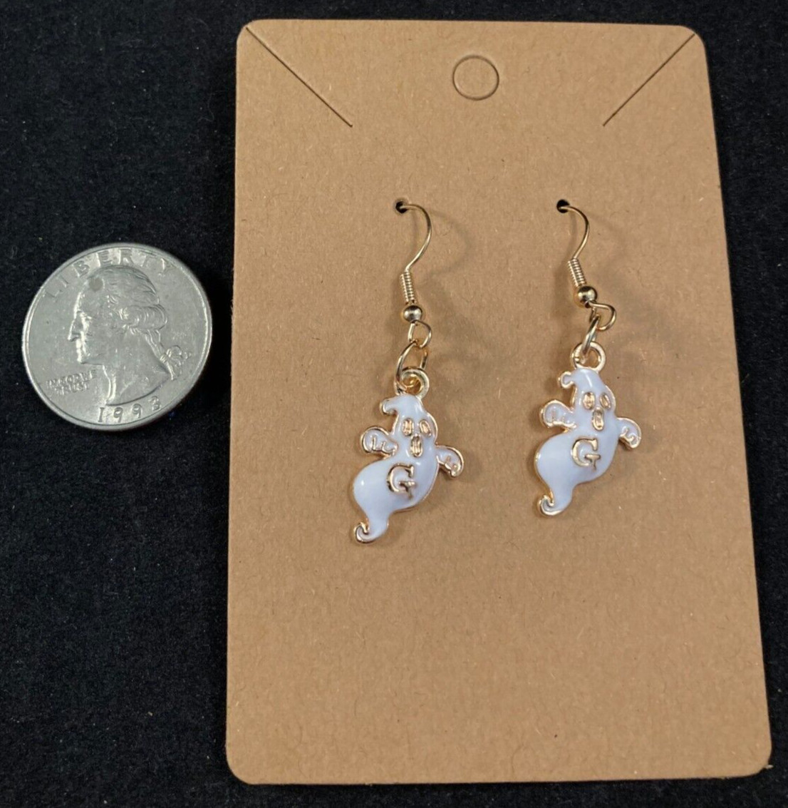 Ghost Earrings – Dangle – Gold Hook – Halloween – Handmade
