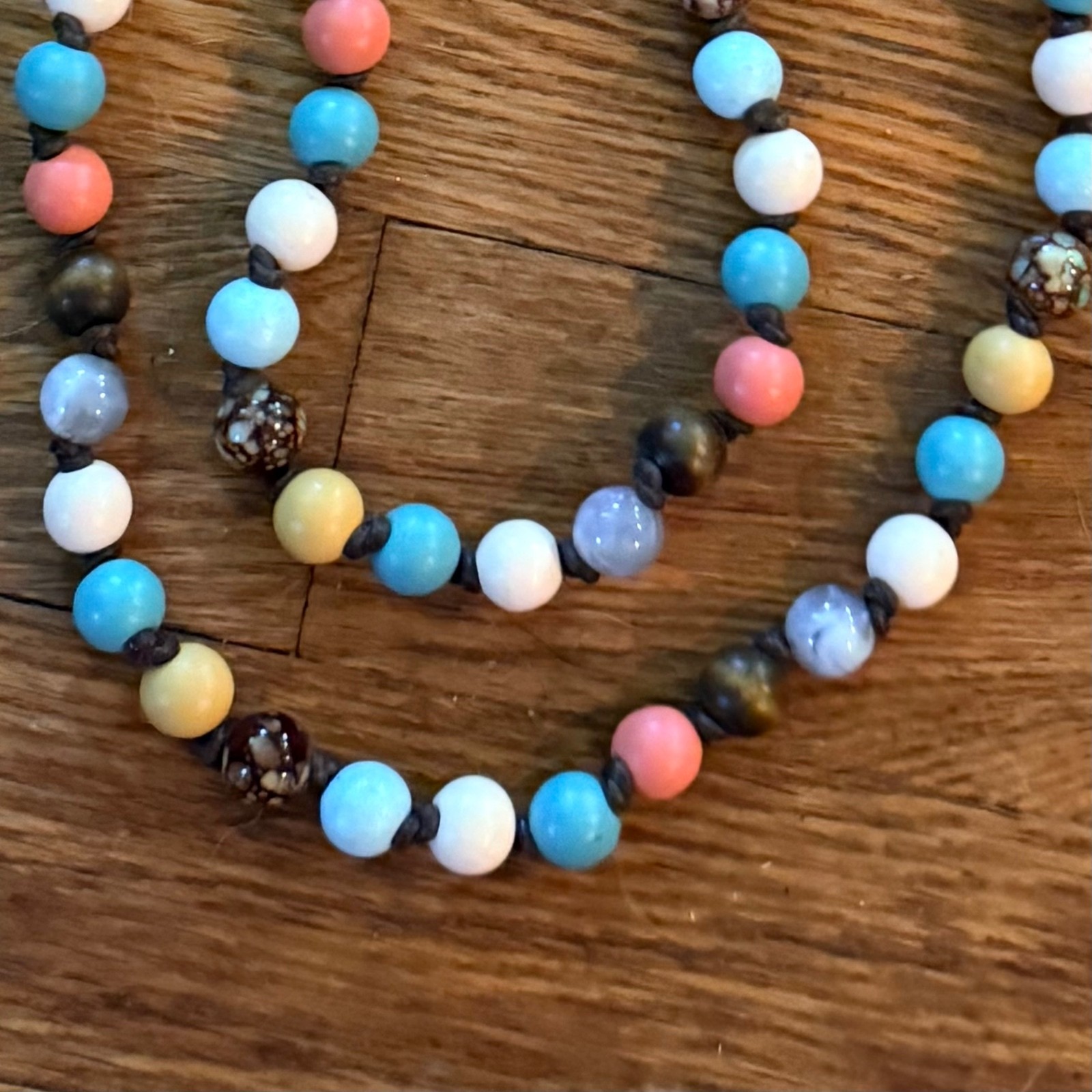 NIB Plunder Multicolor Beaded Necklace with Mixed Material Round Beads