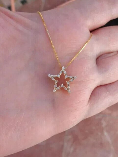 2Ct Round Cut Simulated Diamond Star Women’s Pendant In 14k Yellow Gold Plated