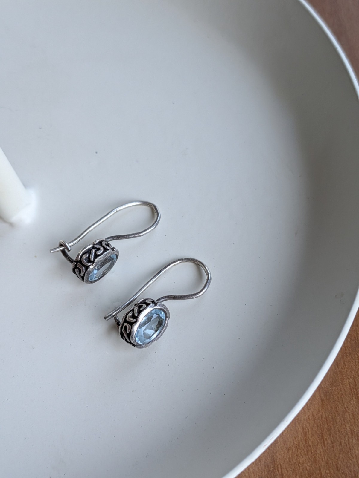 Artisan 925 Sterling Silver Light Blue Topaz ¾” Hook Drop Dangle Earrings