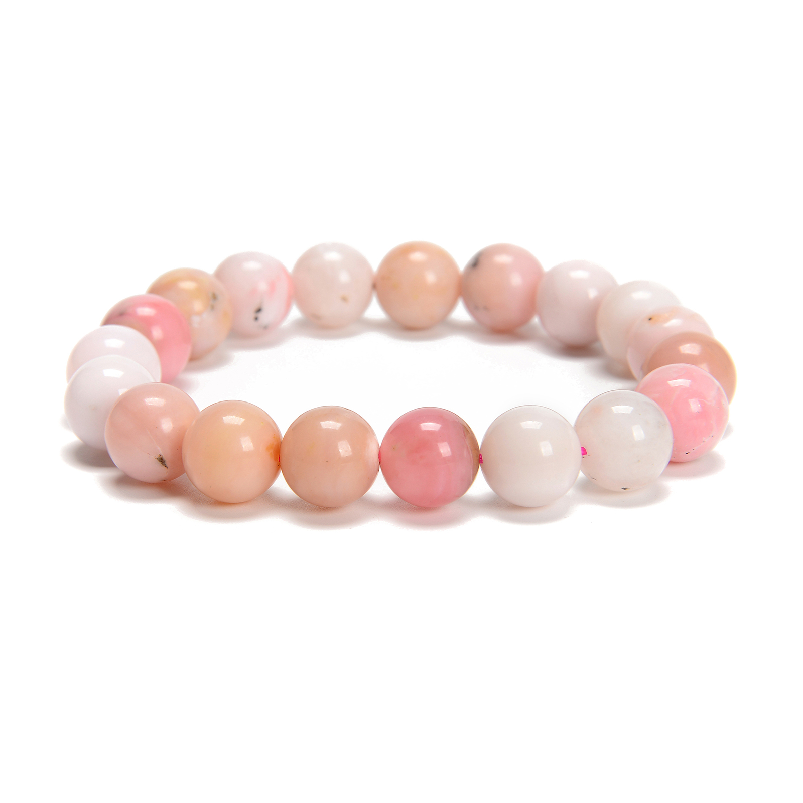 Pink Opal Smooth Round Beaded Bracelet 6mm 8mm 10mm 7.5” Length 3 PCS Per Set