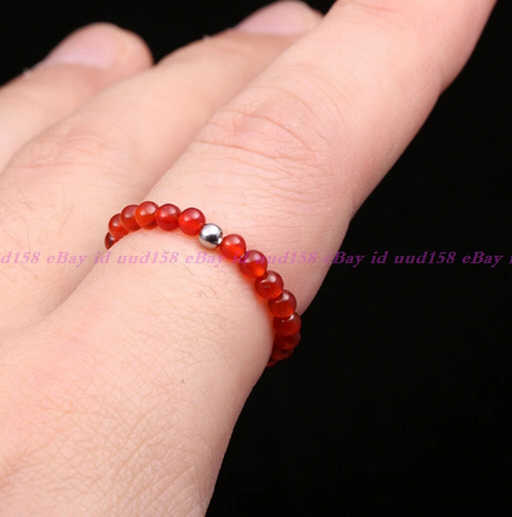 4mm Natural Multi-Color Gemstone Round Beads Circle Adjustable Stretchy Rings