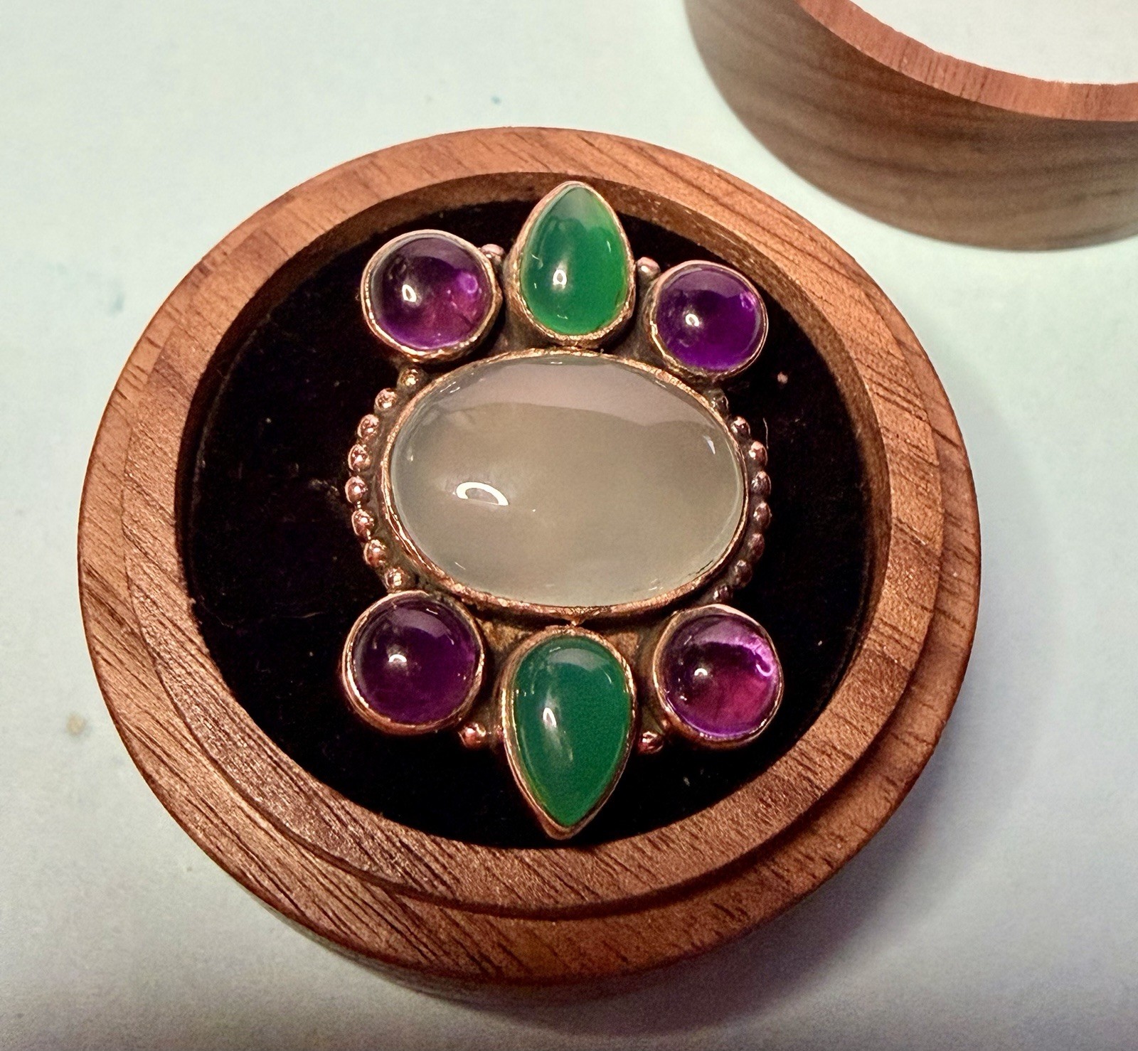 Multi Stone Cluster Adjustable Copper Ring 7-10 34x22mm