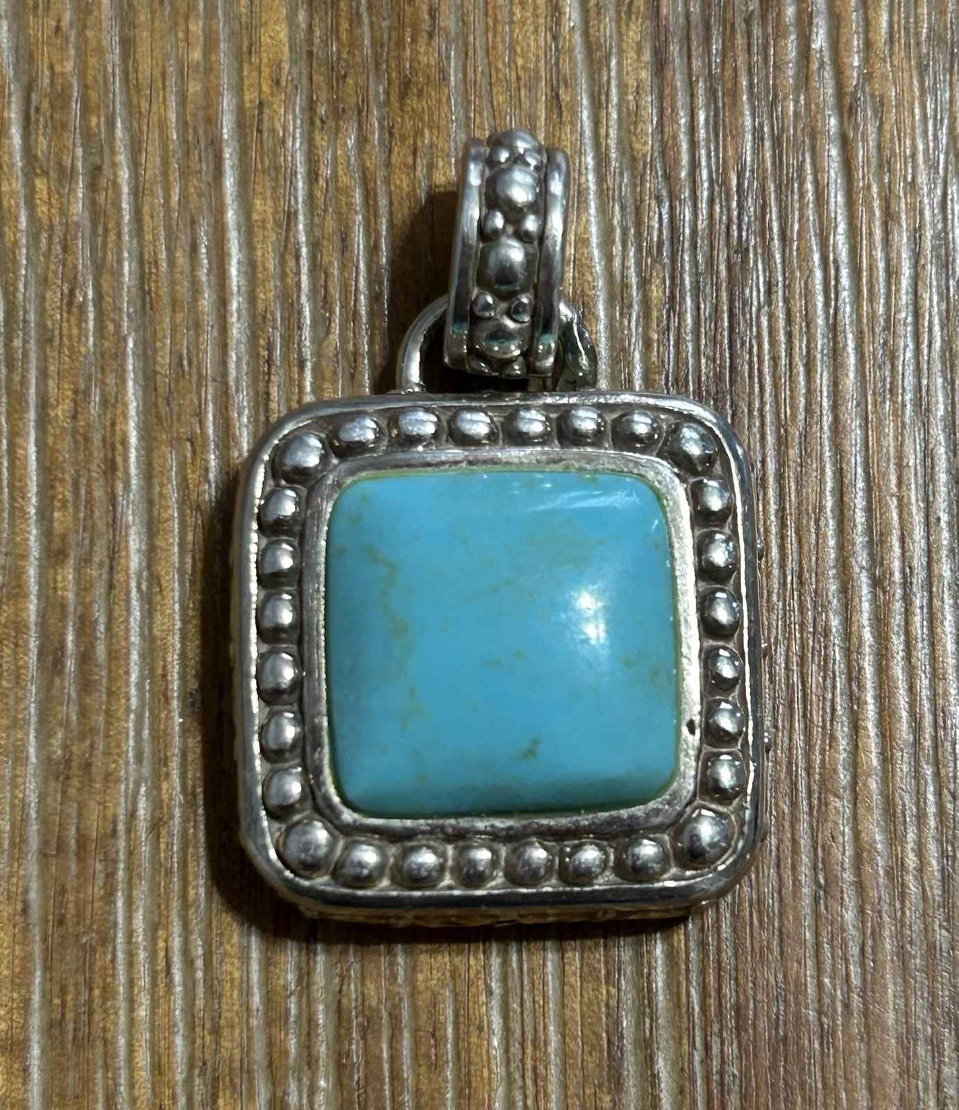 Sterling CFJ Turquoise Square Pendant 9.1 grams