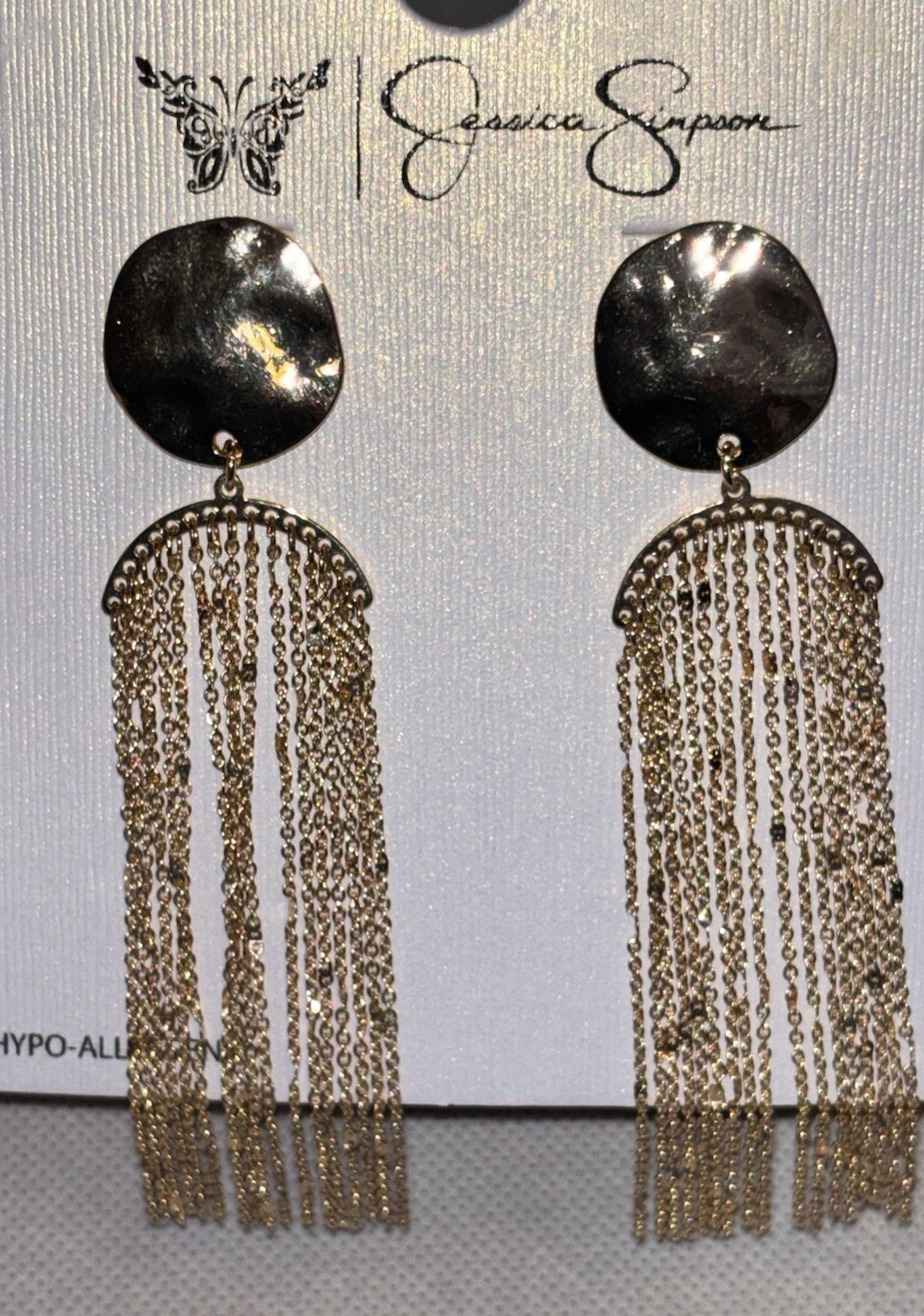 Jessica Simpson Hypo-Allergenic Tassel Dangle Earrings Gold Tone Metal