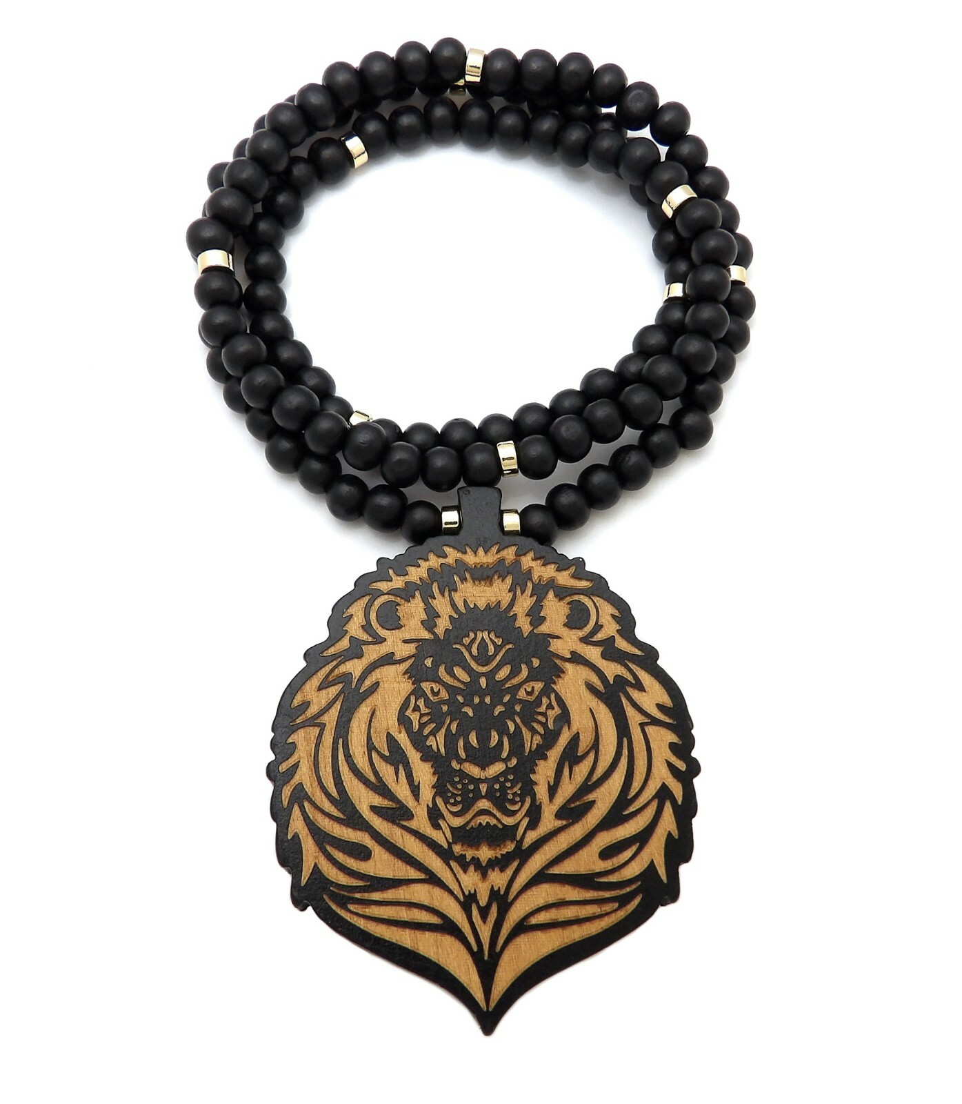 Good Quality Wood Roaring Lion Pendant 8mm/24″,30″,36″ Wooden Chain Necklace