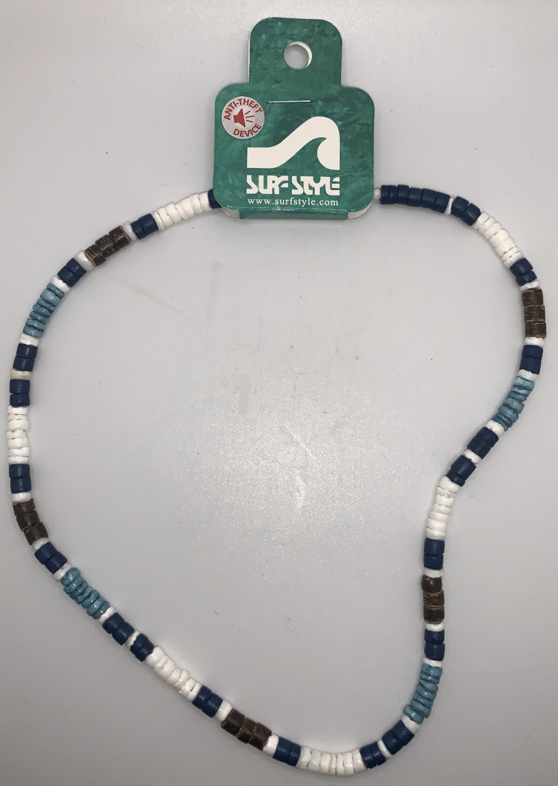 Surf Style Necklace Hawaiian Blue Brown White Aqua Beads 18″ 136240 BOGO!