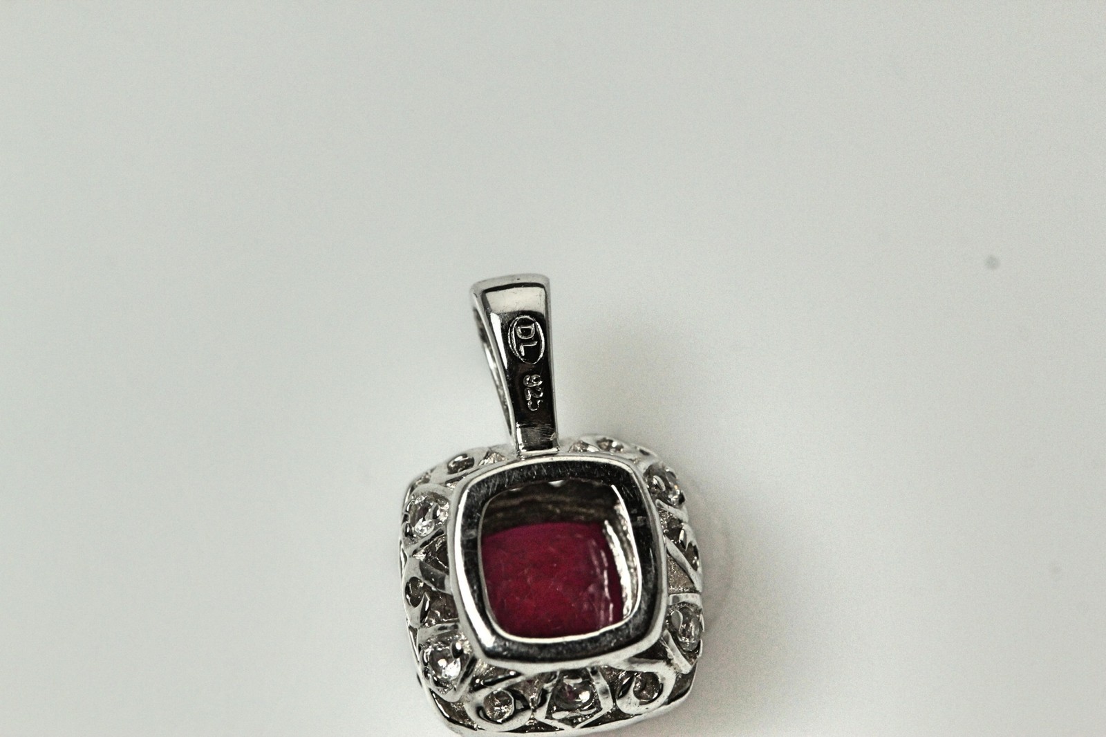 925 Sterling Silver Red Halo Pendant -2.4 Grams (PEN6994)