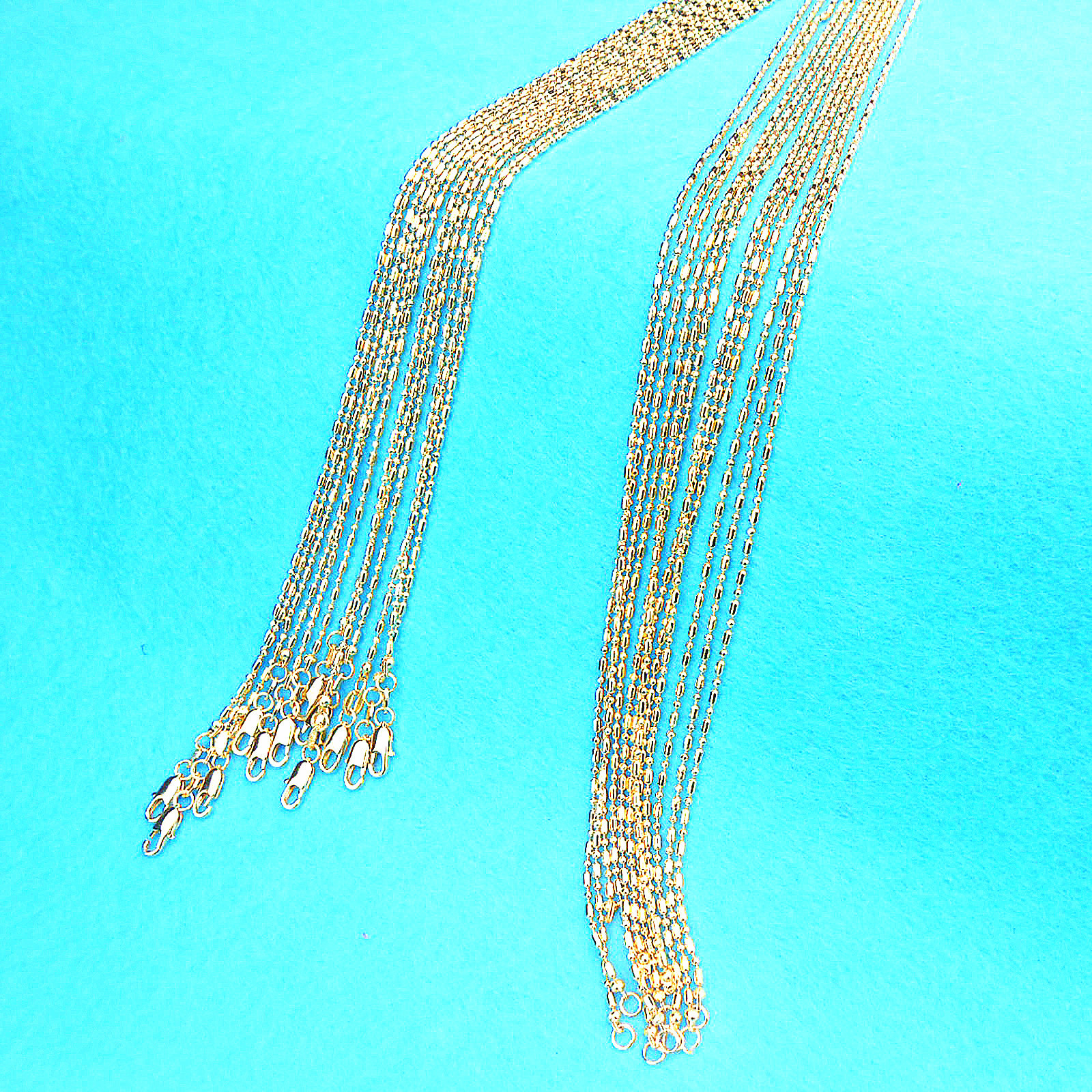 10PCS 16-30Inches Wholesale Jewelry 18K GOLD FILLED Column Ball Chains Necklaces