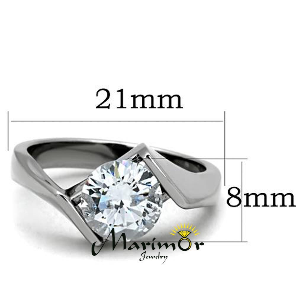 2.04 Ct Round Cut Cubic Zirconia Stainless Steel Engagement Ring Women’s Sz 5-10