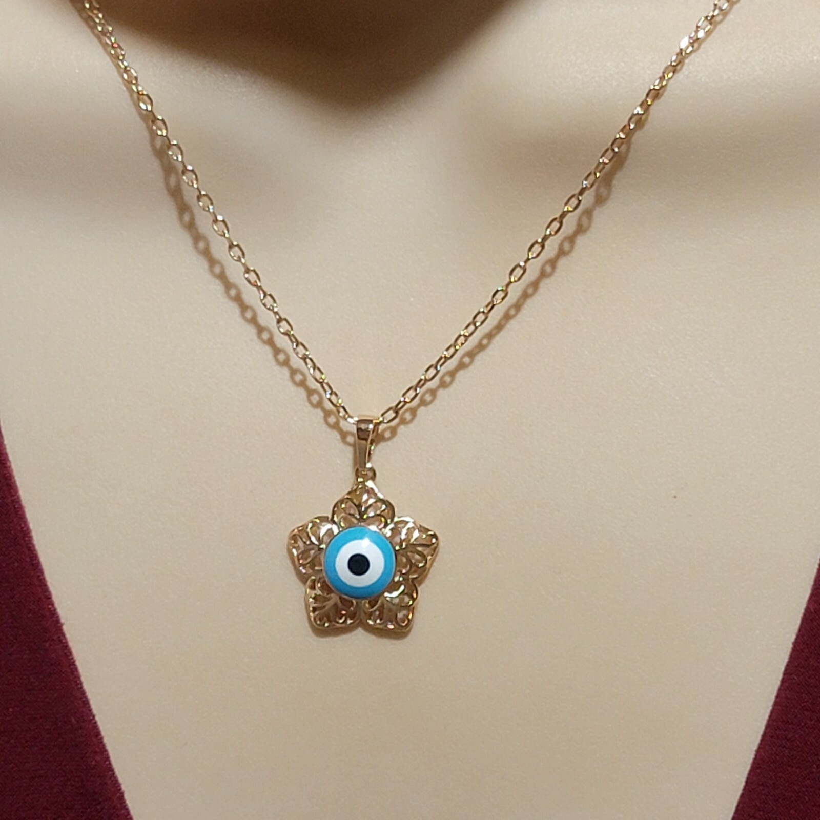 18K Gold Plated Clear Crystals Eye Set Pendant * Chain * Earrings.