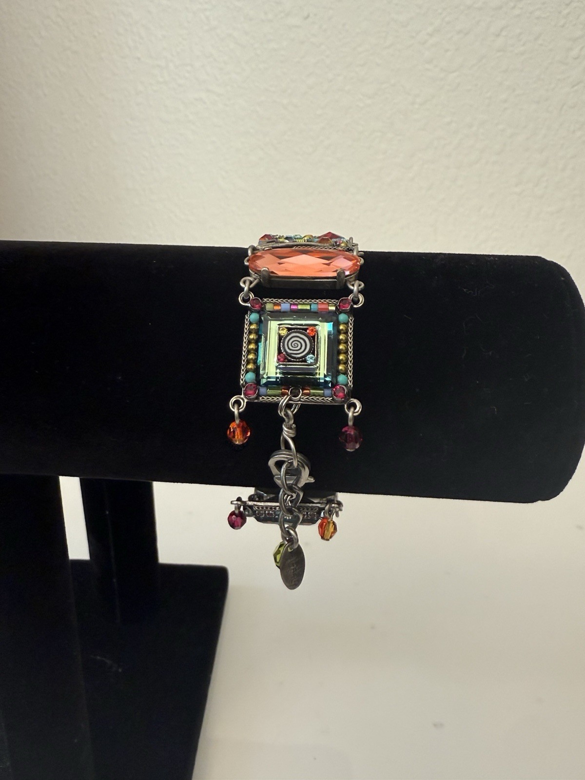 7-8″ Adjustable Crystal & Bead Mosaic FIREFLY Bracelet Stunning Color and Shine