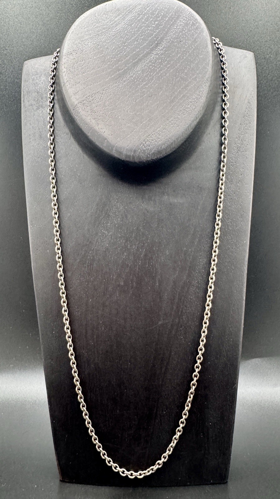 24″ Oxidized Round Cable Chain Sterling Silver 925 Men’s Pendant Necklace 3.5mm