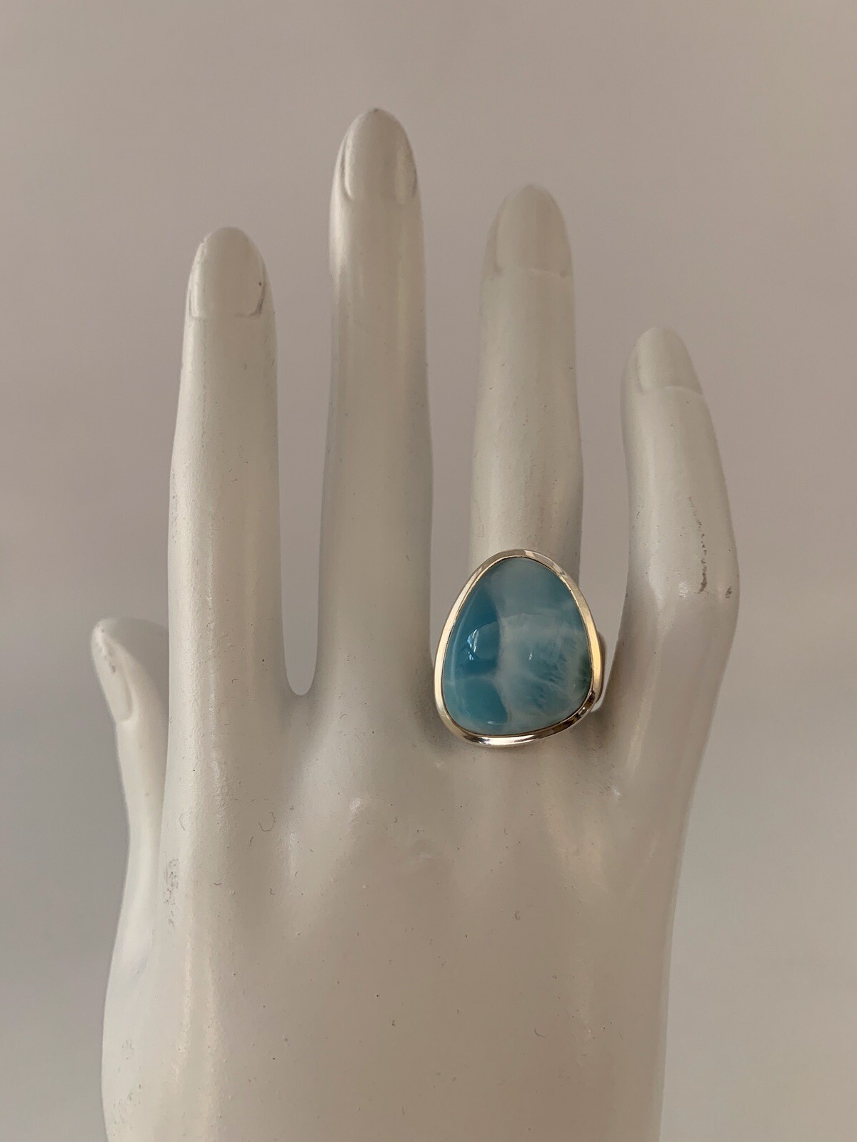 Larimar 925 Sterling Silver Design Ring Size 8 J.640