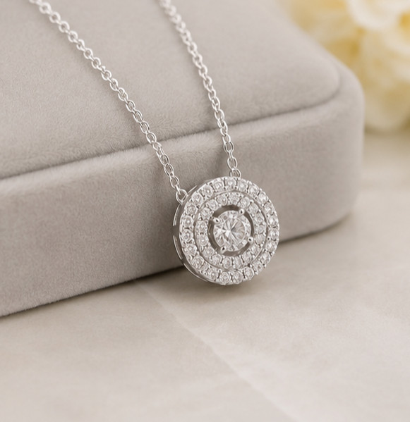 1Ct Round Cut Simulated Diamond Women Wedding Pendant 925 White Sterling Silver