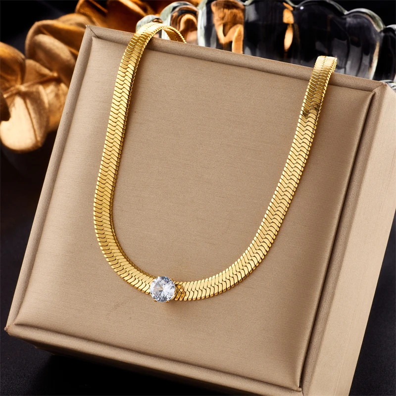 Ball Bead Chain Necklace 316L Stainless Steel Imitation Pearl Women Jewelry