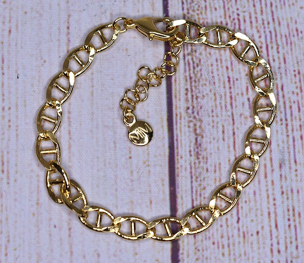 Mayamar Mariner Chain Bracelet 24 Gold Plated 7″ + 1 1/4″ extender NEW NIB