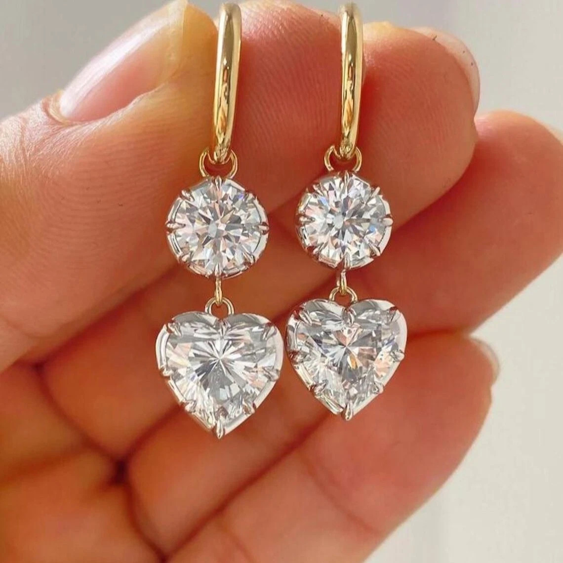10 Ct Treated Certified Gorgeous Off White Diamond Dangler Earrings, 925 Silver
