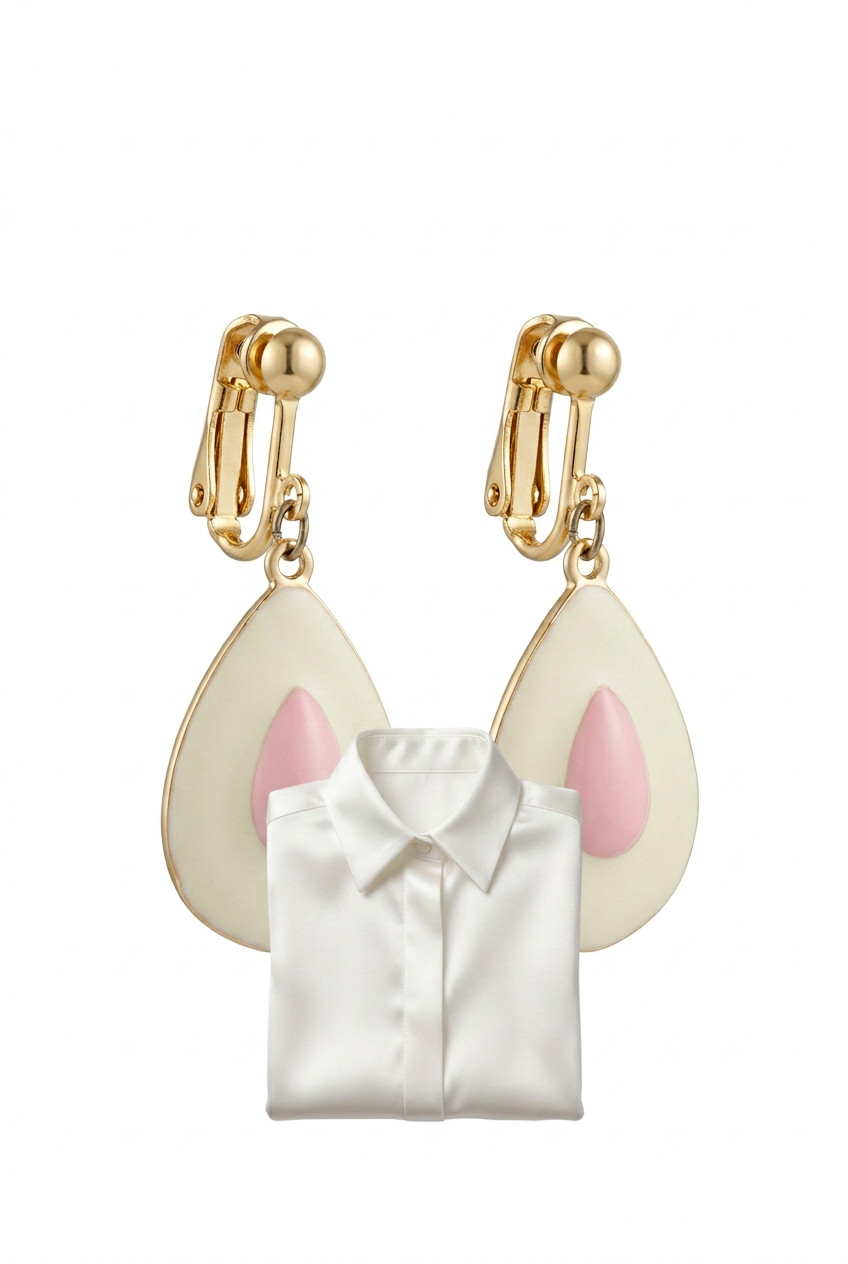 Italian Pastel Teardrop Clip-On Earrings – Elegant Cream & Pink Enamel Jewelry
