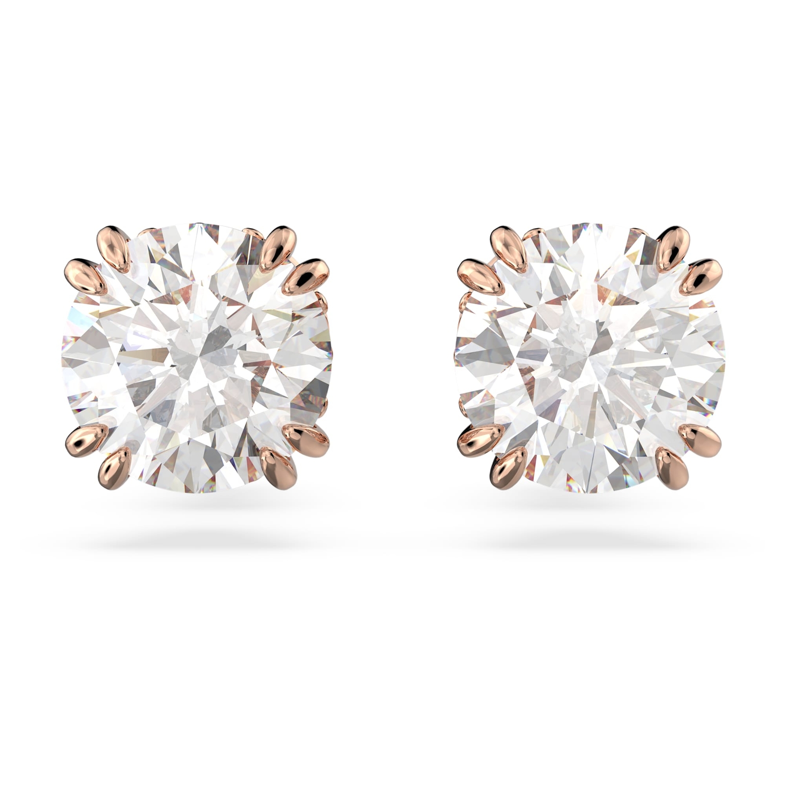 Swarovski Stilla Stud Earrings Round Cut, White, Rose Gold-Tone Plated 5638801