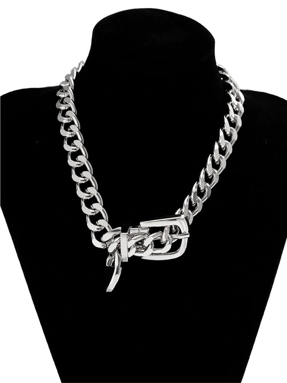 Silver Chunky Chain Belt Choker Necklace