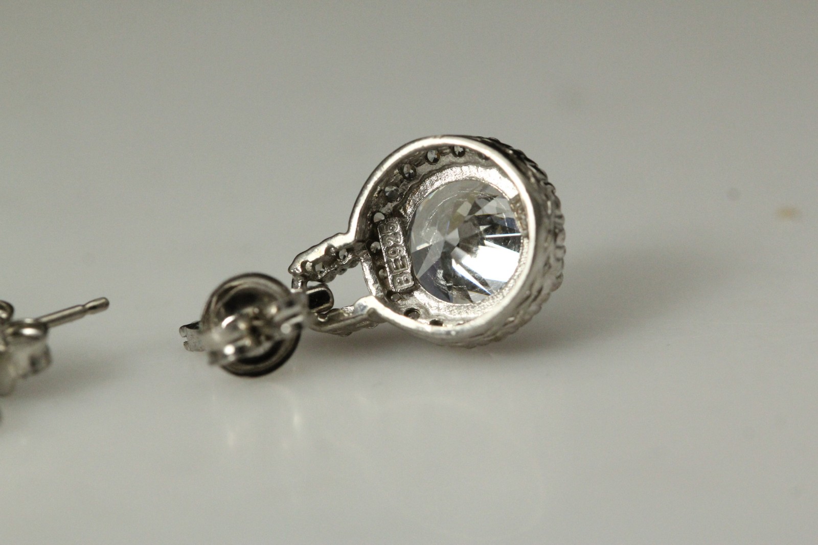 925 Sterling Silver Cubic Zirconia Halo Post Earrings 5.6 Grams (EAR5847)