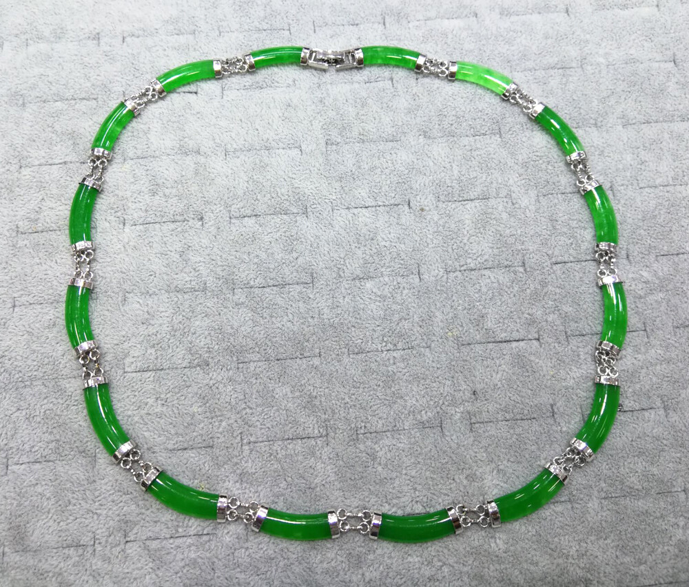 Green Red Purple White Yellow Jade Black Agate Gold Plated Link Necklace Women