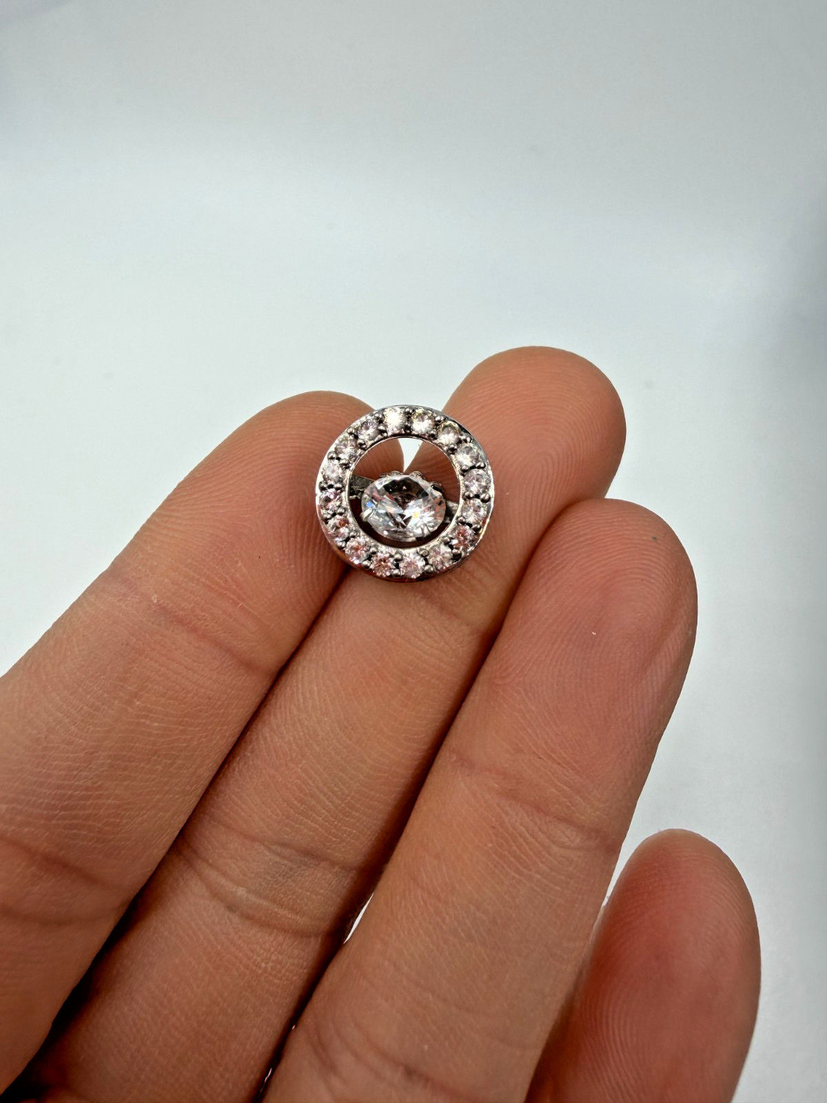 Marsala Pendant Circle Spinning Stone Halo Sterling Silver
