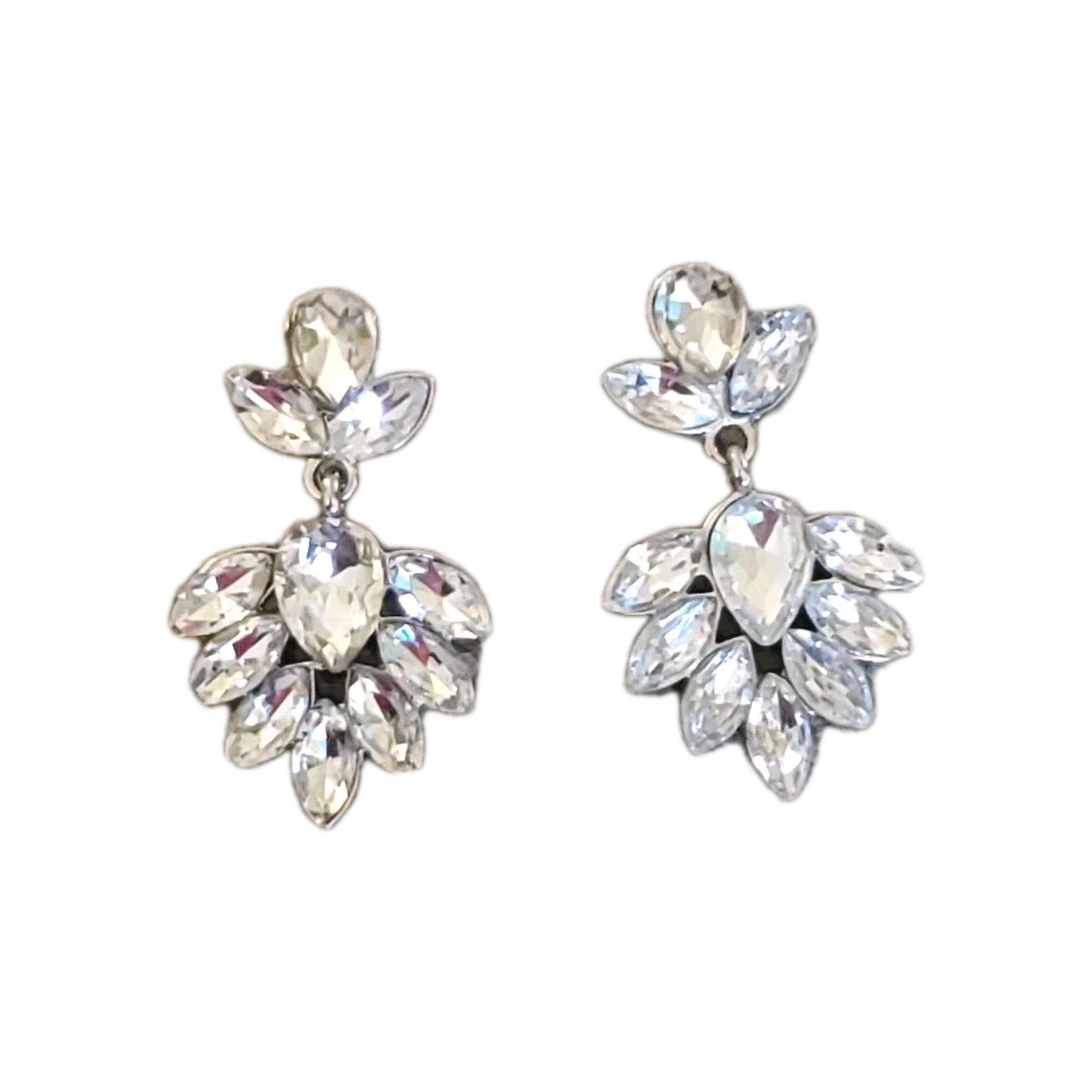 Silver Overlay Marquise Bridal Earrings Made With Swarovski Crystals
