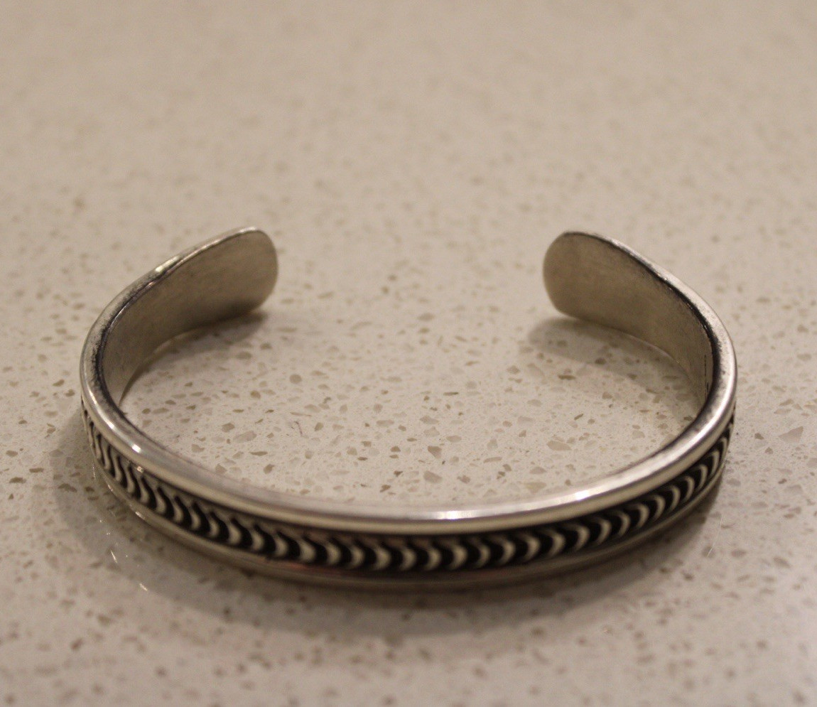 Sterling silver Native American Twisted Rope Cuff Bracelet, Adjustable 1.6 oz.