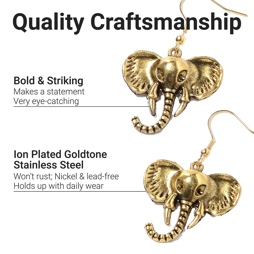Elephant Earrings Necklace Set Stainless Steel Jewelry For Her Size 16″