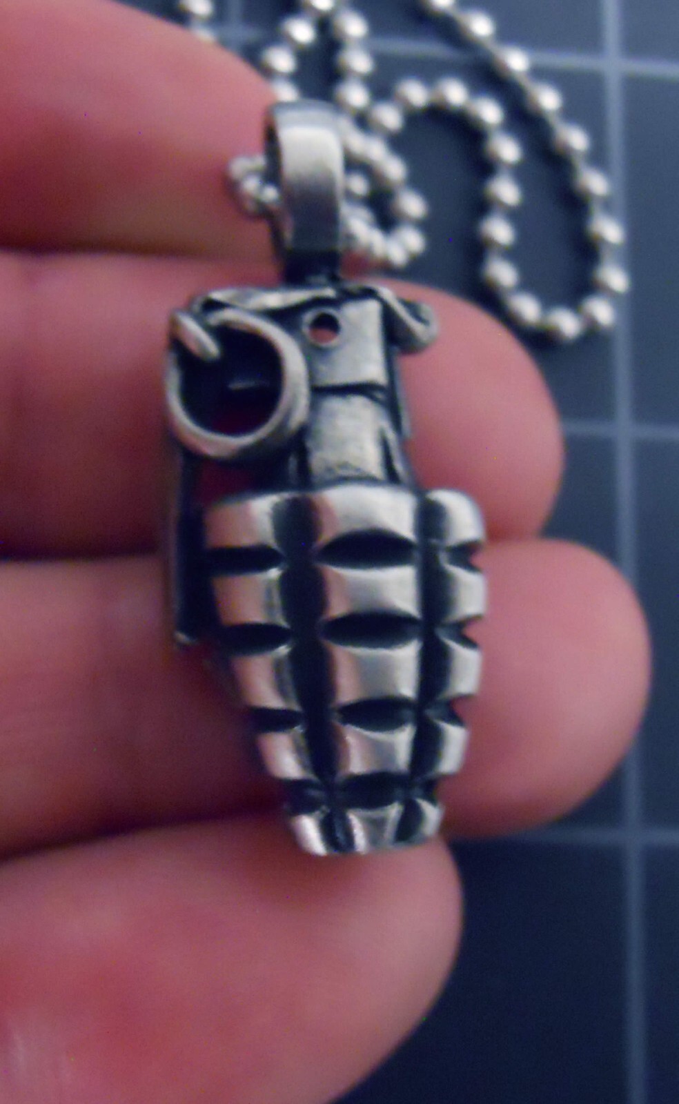 Necklace PINEAPPLE HAND GRENADE Pendant Stainless Ball Chain New MK 2 Weapon