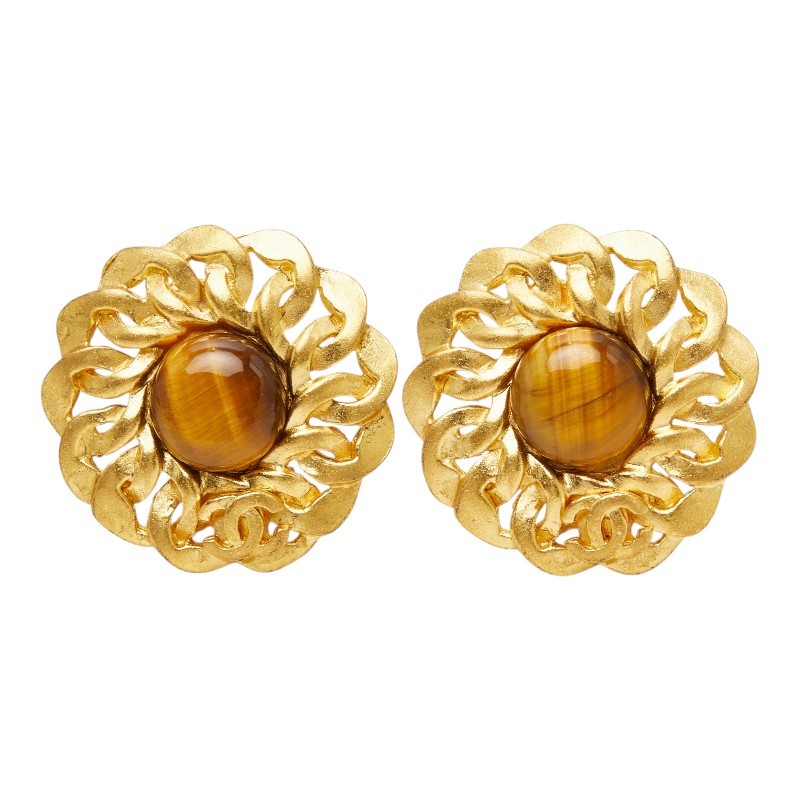 CHANEL plating 96P COCO Mark Vintage Round Earring with 96P stamp Women 【U…
